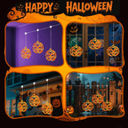 woohaha Halloween Window Lights,48LED 3 Pumpkin Curtain String Lights USB/Battery Operated,Hanging Light for Indoor Outdoor Bedroom,Room,Wall,Party,Holiday Decorations(Orange)