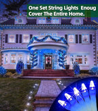 750 LED Outdoor Christmas Lights Decorations, 246ft Green Wire LED Christmas String Lights with Timer Memory, Twinkle Lighs for Indoor Outdoor Xmas Party Christmas Tree Wedding Garden Patio Blue