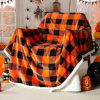 Touchat Halloween Blanket Twin Size 60" X 70"，Fall Autumn Harvest Sherpa Fuzzy Fluffy Soft Cozy Blankets, Fleece Flannel Plush Microfiber Throw for Couch Bed Sofa, Halloween Decor (Orange)
