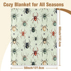 Aimego Halloween Spider Blanket Gifts for Boys Girls Gothic Spider Throw Blankets for Kids Spiders Green Decor for Sofa Living Room Bed(50X60 Inch)