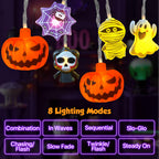 LUTW Halloween Lights Decorations, 10Ft 20 LED Halloween Lights Battery Operated with Timer Waterproof, 8 Lighting Modes, Cute Halloween's String Light for Indoor Outdoor Window Porch Decor
