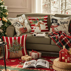 UPOFFICIS Christmas Pillow Covers 18x18 inch Set of 4, Christmas Decorations Cushion Covers, Xmas Pillow Covers, Pillowcases Throw Pillow Covers for Sofa Couch Home Decor