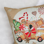 Bonhause Christmas Gingerbread Throw Pillow Covers 18x18 Inch Man House Truck Xmas Bakery Decorative Pillows for Couch Sofa Home Winter Holiday Decor Set of 4