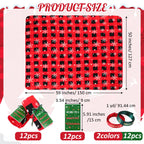 HunnmingRe 12 Set Christmas Fleece Throw Blanket Bulk Xmas Gift Set Include Merry Christmas Ribbon and Gift Card 50 x 60 Inch Holiday Blanket for Couch Sofa Winter Travel Decoration