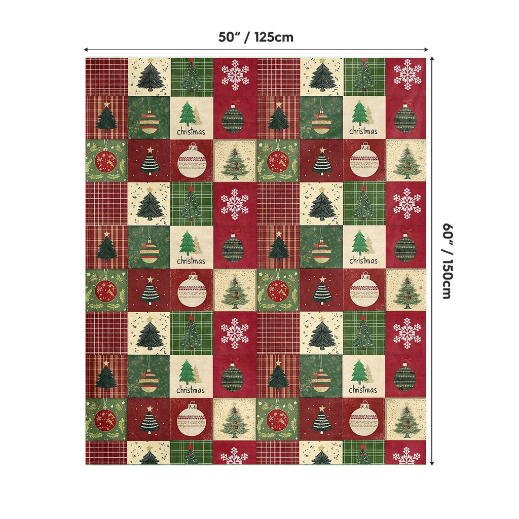 Horaldaily Christmas Flannel Blanket Throw, Red Green Checkered Tree Snow Ornaments Soft Fuzzy Plush Cozy Fleece Blankets for Couch Sofa Bed Lounging, Ideal Gifts for Kids Adults Wife Self, 50x60