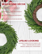 22 Inch Norfolk Pine Wreath - Christmas Wreaths for Front Door, Year-Round Real Touch Greenery Artificial Greenery Wreath for Walls, Windows, Porches, Farmhouse, Indoor/Outdoor Home Décor