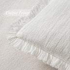 MIULEE Christmas Decorative Throw Pillow Covers Neutral Linen Fringe Throw Pillows Euro Shams Set of 2 White Boho Farmhouse Cushion Covers for Couch Sofa Bed Living Room Spring Home Decor 26x26 Inch