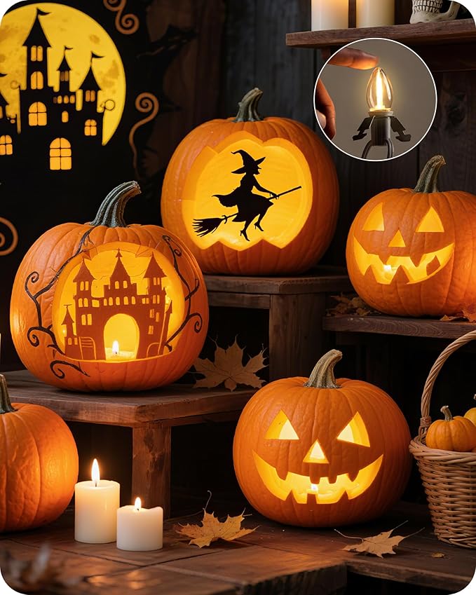Christmas Village Lights, Decoration String Lights 12Ft with 6 C7 LED Bulbs, Warm White, with Socket and Switch, for Christmas Snow House,Pumpkin Crafts,Holiday Decoration W04VL05