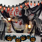 25Ft Halloween Flickering Flame Lights, C7 Orange Halloween Decoration with 27 Clear Flame Bulbs, Waterproof Connectable Patio Lights for Christmas Indoor Outdoor Decor, E12 Candelabra Base