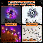 6 FT 54 LED Halloween Lights, 8 Modes & Timer Battery Operated Halloween Pumpkins Bats Ghosts Lights with Willow Vine Twig, 3D Waterproof Decorations Lights for Indoor Wall Party Fireplace Mantle