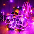 Joomer Orange Purple Battery Halloween Fairy Lights, 2 Pack 16.4FT 50LED 2 Modes Twinkle String Lights for Indoor Outdoor Halloween Decorations