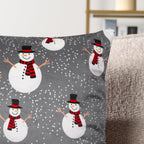 PAVILIA Holiday Velvet Fleece Throw Pillow Covers 20x20 Set of 2, Soft Decorative Cushion Covers for Couch Sofa Bed, Christmas Winter Square Accent Pillow Cases with Hidden Zipper, Snowman Gray