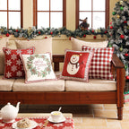 ISAENNE Design Square Classic Chrismas Style Throw Pillow Covers 18"x18", Red Soft Velvet Cushion Cover with Snowflakes Pattern Decor Pillowcases for Bed,Living Room,Outdoor,Car