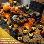 ROCEEI Halloween Mini Pumpkin Lantern 3.54 Inch Jack O Lantern Table Centerpiece Halloween Hanging Decoration Bulk Light up Lamp with Flickering LED Candle for Party Decor Indoor Outdoor(24 Pcs)