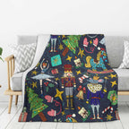 Christmas Nutcracker Throw Blanket Fuzzy Soft Cozy Christmas Nutcracker Blankets Soft Throws Warm Lightweight Plush Fleece Throw Blanket for Kids Men Women Gift Bed Couch Sofa 60"x50"