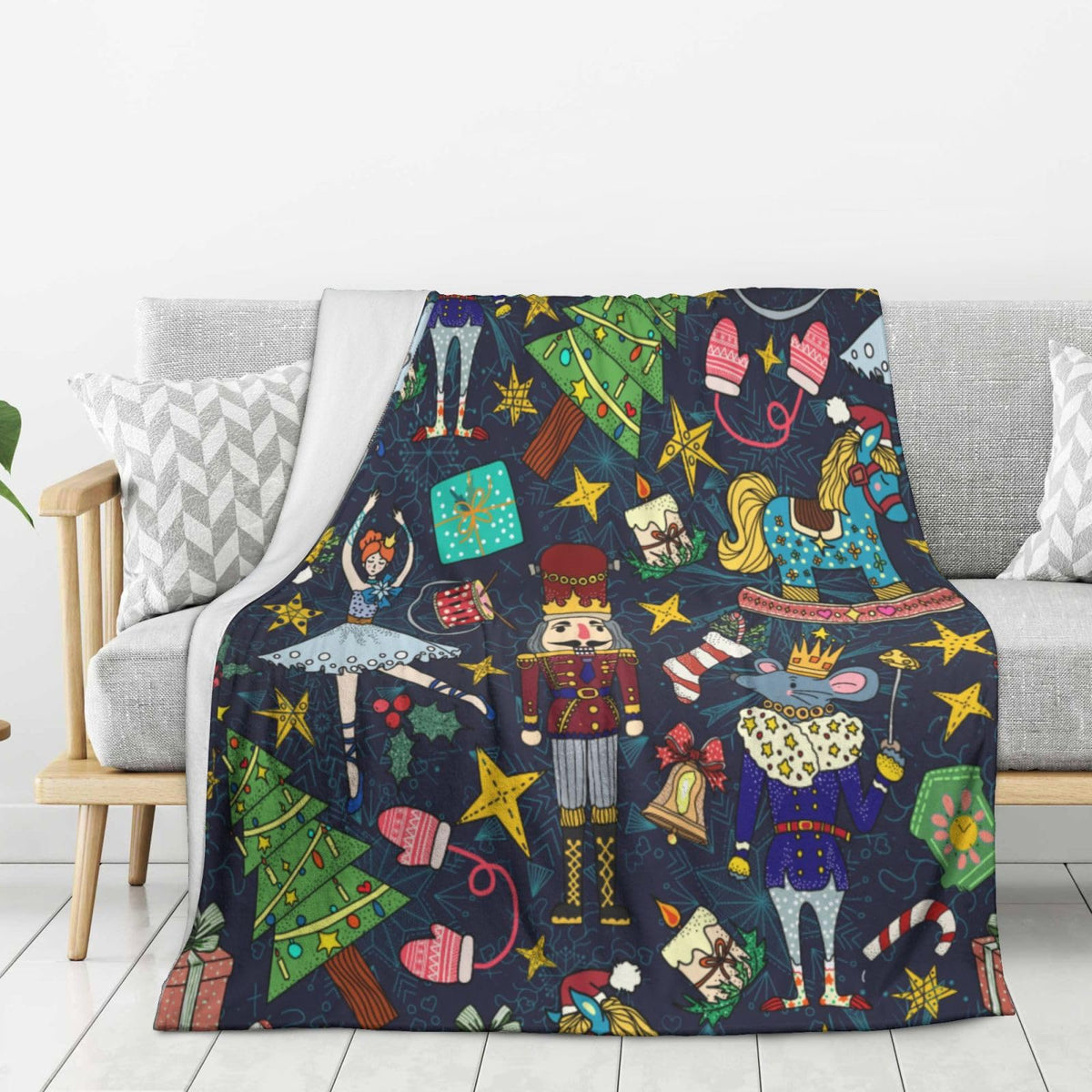 Christmas Nutcracker Throw Blanket Fuzzy Soft Cozy Christmas Nutcracker Blankets Soft Throws Warm Lightweight Plush Fleece Throw Blanket for Kids Men Women Gift Bed Couch Sofa 60"x50"