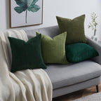 Topfinel Corduroy Throw Pillow Covers Pack of 2 Gray 16"x16" No Insert with Hidden Zipper | Decorative Cushion Covers for Fall, Halloween, Thanksgiving, Christmas Green