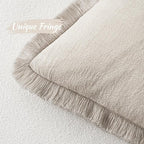 MIULEE Christmas Decorative Throw Pillow Covers Neutral Linen Fringe Fall Throw Pillows Set of 2 Natural Beige Boho Farmhouse Cushion Covers with Tassels for Couch Sofa Bed Home Decor 20x20 Inch