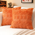 Artscope Halloween Pillow Covers 18 x 18 Set of 2 Decorative Ghost Holiday Pumpkin Throw Pillow Cases Soft Plush Faux Fur Couch Cushion Case for Farmhouse Halloween Sofa Bed Room Home Decor-Orange
