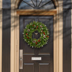 National Tree Company 24 in Unlit Frosted Berry Artificial Christmas Wreath, Christmas Decoration with 180 Tips, Pinecones, Green