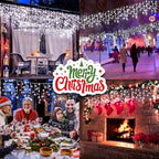 50FT 480 LED Christmas Lights Outdoor Decorations with 90 Drops Timer 8Mode Curtain String Lights Waterproof Plug in Fairy Lights for Indoor,Xmas,Party,Patio,Window,Fence,Trees Decor(Cold White)