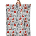 VODRM Gnome Blanket Christmas Nordic Holiday Decor Cute Xmas Throw Gifts for Kids Adults Lightweight Fleece Red Hat Cabin Snowy Tree Reindeer Blankets for Festive Winter Decoration 60x80in