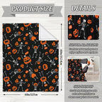 Whaline Halloween Fuzzy Flannel Blanket 50 x 60 Inch Evil Pumpkin Face Skeleton Decorative Throw Blanket for Holiday Home Chair Soft Couch Bed
