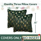 AQOTHES Christmas Tree Green Throw Pillow Covers 18x18inch, Set of 2 Winter Holiday Decorative Faux Fur Fuzzy Pillows Covers with Glitter Printed for Christmas Decor Sofa Couch Home