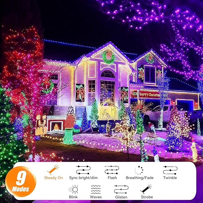 LitHome Color Changing Christmas String Lights, 35 Colors 66Ft 200 LED Christmas Lights Outdoor with Remote, Connectable Plug in RGB String Light for Xmas Tree Indoor Outside Party Holiday Decoration