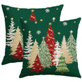 Artscope Christmas Tree Throw Pillow Covers 18x18 Inch Set of 2, Winter Hoilday Christmas Decoration Pillow Cases for Home Decor-Green