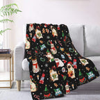 Christmas Cats Fuzzy Fleece Blanket, Soft Cozy Throw Blankets for Couch, Bed, Sofa, for Boys Girls Kids, Cat Lovers 50"x40"