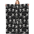 VODRM Skull and Crossbones Blanket Halloween Holiday Decor Gothic Spooky Skeleton Black Throw Gifts Lightweight Soft Fleece Spider Web Blankets for Creepy Fall Vibe Horror Goth Decoration 50x60in