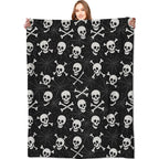 VODRM Skull and Crossbones Blanket Halloween Holiday Decor Gothic Spooky Skeleton Black Throw Gifts Lightweight Soft Fleece Spider Web Blankets for Creepy Fall Vibe Horror Goth Decoration 50x60in