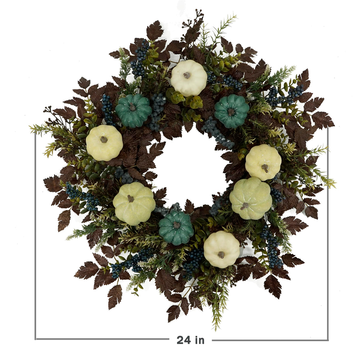 AMF0RESJ Fall Wreaths for Front Door 24" Thanksgiving Autumn Wreath with Pumpkins,Cimicifuga Plant Leaves,Berry for Front Door Indoor Outdoor Farmhouse Home Porch Window Festival Wedding Decoration