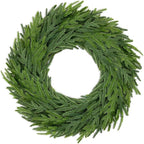 22 Inch Norfolk Pine Wreath - Christmas Wreaths for Front Door, Year-Round Real Touch Greenery Artificial Greenery Wreath for Walls, Windows, Porches, Farmhouse, Indoor/Outdoor Home Décor
