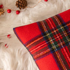AQOTHES Christmas Plaid Throw Pillow Covers Set of 2 Scottish Tartan Winter Farmhouse Cushion Cover for Couch Sofa Bed Porch Home Holiday Decor Red 24 x 24 Inch