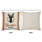 VHC Brands Reindeer Farm Pillow Cover Set of 2 20Lx20W, Decorative Christmas Throw Pillow Covers, Primitive Decor Perfect for Winter and Holiday Decorations