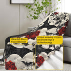VANZEV Gothic Floral Blanket,Roses and Bat Flannel Throw Blankets,Soft Warm Lightweight Cozy Plush Halloween Goth Throws for Bedroom Sofa Home Decor Gifts for Women Girls 50"x60"