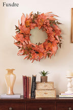 Fall Wreath for Front Door-20 Autumn Front Door Wreath-Fall Decorations with Berry Maple Leaves for Porch Window Farmhouse Halloween Thanksgiving Harvest Festival Home Decor