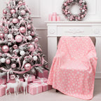 Moukeren 24 Pcs Christmas Snowflake Throw Blanket Bulk, 59 x 47 Inch Xmas Winter Throw Blanket Christmas Warm Soft Cozy Fleece for Home Bedding Couch Chair Gift (Pink)