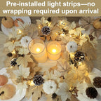 Fall Wreath with Lights 22 Inch - Fall Wreaths for Front Door Thanksgiving Halloween with Fall Home Decorations Autumn Wreath for Indoor Outdoor Wall Festival Decor