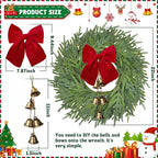 22 inch Norfolk Pine Wreath with Bow and Bell,Christmas Wreaths for Front Door,Artificial Real Touch Wreath for Door Wall Windows Mantle Outdoor Christmas Decoration