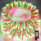 LAMPHOME 33ft Christmas Decorative Mini Lights, 100 LED Transparent Wire Fairy Starry String Lights Plug in, 16 Lighting Modes for Outdoor Xmas Tree Wedding Party Decoration (Red/Green/White)