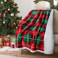 Red Buffalo Plaid Christmas Throw TV Sherpa Blanket 50" x 60", Super Soft Warm Comfy Plush Fleece Bedding Couch Cabin Decorative Throw Blanket