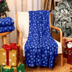 Moukeren 24 Pcs Christmas Snowflake Throw Blanket Bulk, 59 x 47 Inch Xmas Winter Throw Blanket Christmas Warm Soft Cozy Fleece for Home Bedding Couch Chair Gift (Dark Blue)
