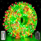 Christmas Lights 600 LED 98FT, Waterproof Outdoor String Lights with Remote and Timer, 8 Modes Dimmable Fairy Lights for Indoor Outdoor Wedding Party Holiday Decorations (Red and Green)