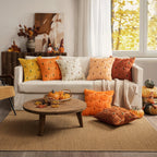 MIULEE Fall Pumpkin Throw Pillow Covers Decor Set of 2 Dark Rust Green Stem 18 x 18 Decorative Cushion Covers Soft Faux Fur Couch Pillows for Autumn Harvest Outdoor Porch Farmhouse Halloween Home