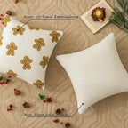 SINYASAN Christmas Pillow Cover 18x18 Inch 1 Pack White Boucle Gingerbread Shaped Cushion Cover, Fluffy Textured Decorative Throw Pillow Case for Couch Sofa Bed Living Room Porch Winter Home Décor
