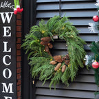 24 Inch Real Touch Norfolk Pine Wreaths for Front Door, Soomeir Artificial Christmas Wreath Green Faux Pine Wreath for Wall Windows Mantle Outdoor Christmas Decoration