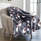 PAVILIA Christmas Snowman Throw Blanket | Grey Christmas Fleece Blanket | Soft, Plush, Warm Winter Cabin Throw, 50x60 (Grey Snowman)
